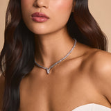 Riviere apex pear-drop v-neckline necklace