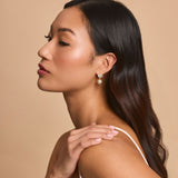 Romy grand navette pearl drop earrings (gold)
