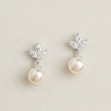 Romy navette pearl drop earrings (silver) - Liberty in Love