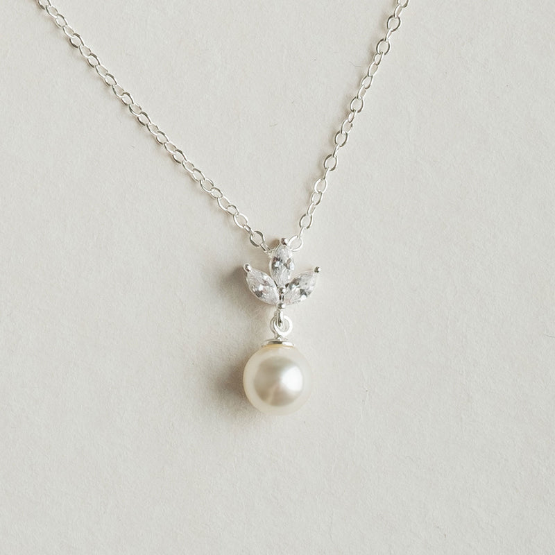 Romy navette pearl drop necklace (silver) - Liberty in Love