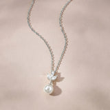 Romy navette pearl drop necklace (silver) - Liberty in Love