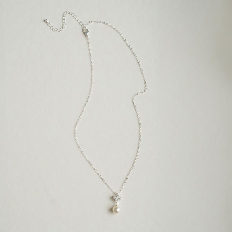 Romy navette pearl drop necklace (silver) - Liberty in Love