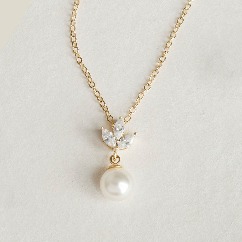 Romy navette pearl drop necklace (gold) - Liberty in Love