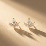 Romy petite navette cluster stud earrings (gold)