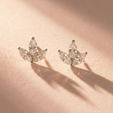 Romy petite navette cluster stud earrings (silver)