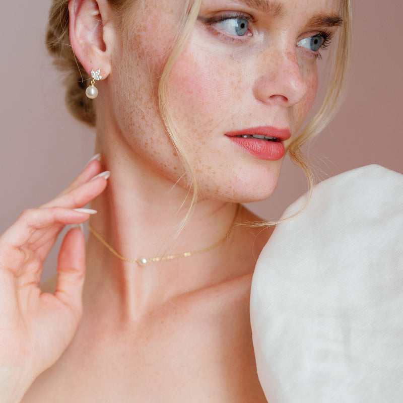 Romy navette pearl drop earrings (gold) - Liberty in Love