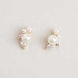 Rosy pearl and crystal stud earrings (gold) - Liberty in Love