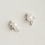 Rosy pearl and crystal stud earrings (silver) - Liberty in Love