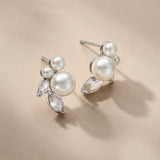 Rosy pearl and crystal stud earrings (silver) - Liberty in Love