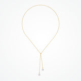 Round pearl droplet lariat necklace (gold) - Liberty in Love