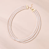 Seraphine triple strand pearl necklace (gold)