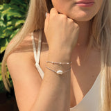 St Lucia single baroque pearl chain bracelet (silver)