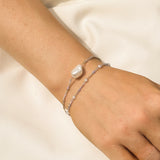St Lucia single baroque pearl chain bracelet (silver)