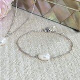 St Lucia single baroque pearl chain bracelet (silver)