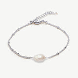 St Lucia single baroque pearl chain bracelet (silver)