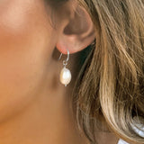 St Lucia baroque pearl drop hook earrings (silver) - Liberty in Love