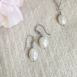 St Lucia baroque pearl drop hook earrings (silver) - Liberty in Love