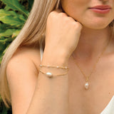 St Lucia single baroque pearl chain bracelet (gold)