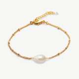 St Lucia single baroque pearl chain bracelet (gold)