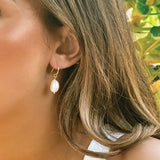 St Lucia baroque pearl drop hook earrings (gold)