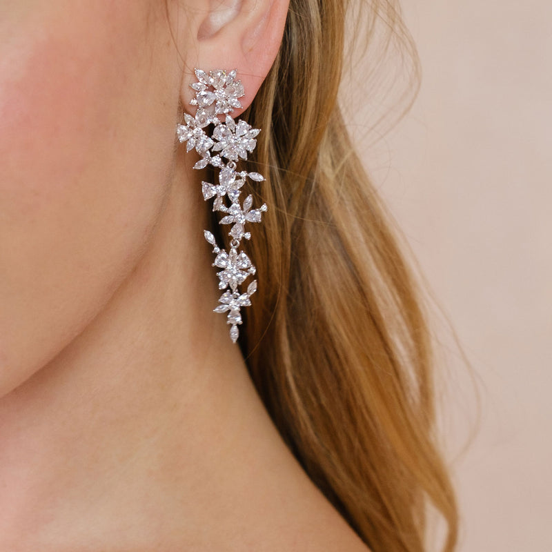 Sakura crystal bridal statement earrings - Liberty in Love