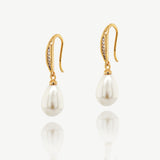 Salford pave crystal pearl drop earrings (gold) - Liberty in Love