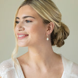 Salford pave crystal pearl drop earrings (gold) - Liberty in Love