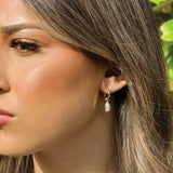 Santorini pearl charm hoop earrings (silver) - Liberty in Love