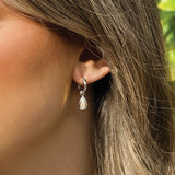 Santorini pearl charm hoop earrings (silver) - Liberty in Love