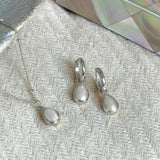 Santorini pearl charm hoop earrings (silver) - Liberty in Love