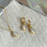 Santorini pearl charm hoop earrings (gold)