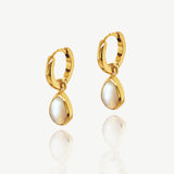 Santorini pearl charm hoop earrings (gold)