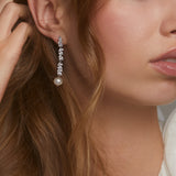Savannah linear with pearl earrings (silver)