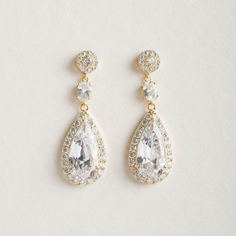 Scintillare CZ teardrop earrings (gold) - Liberty in Love