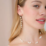 Seed pearl chain drop earrings (gold)