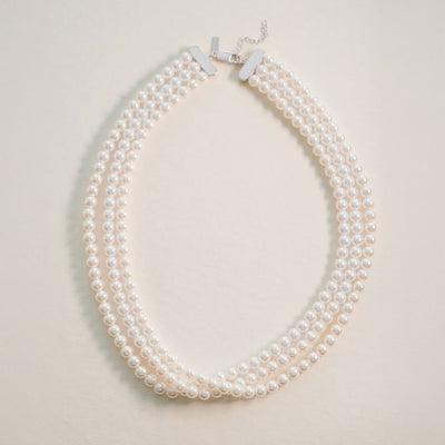 Seraphine triple strand pearl necklace (silver)