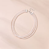 Seraphine triple strand pearl necklace (silver)