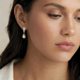 Serrano pavé crystal pearl drop earrings (silver) - Liberty in Love