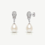 Serrano pavé crystal pearl drop earrings (silver) - Liberty in Love