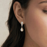 Serrano pavé crystal pearl drop earrings (silver) - Liberty in Love