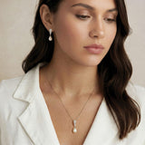 Serrano pavé crystal pearl drop earrings (silver) - Liberty in Love