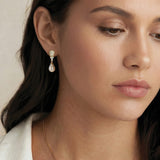 Serrano pavé crystal pearl drop earrings (gold) - Liberty in Love