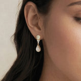 Serrano pavé crystal pearl drop earrings (gold) - Liberty in Love