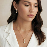 Serrano pavé crystal pearl drop earrings (gold) - Liberty in Love