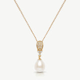 Serrano pavé crystal pearl pendant necklace (gold)