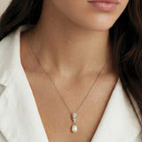 Serrano pavé crystal pearl pendant necklace (silver) - Liberty in Love