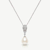 Serrano pavé crystal pearl pendant necklace (silver) - Liberty in Love
