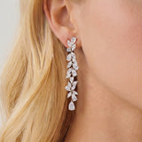 Shaftesbury marquise leaf zirconia drop earrings (silver)