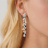 Shaftesbury marquise leaf zirconia drop earrings (gold)