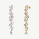Shaftesbury marquise leaf zirconia drop earrings (gold)